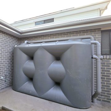 Rotoplas slimline water tank used for onsite stormwater detention and retention